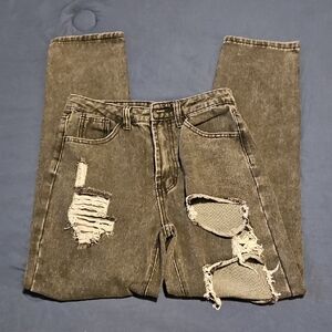 SHEIN Black Relaxed Distressed Jeans